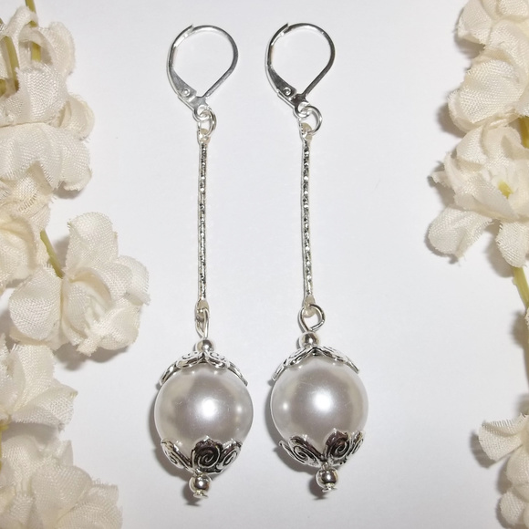 wvluckygirl Jewelry - Long White Pearl Earring Statement Party Girl 4520